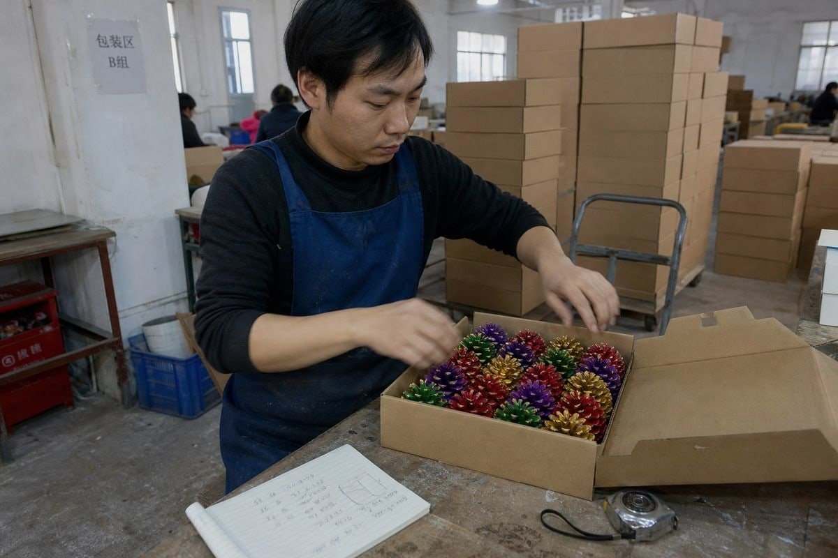 Packing strategies to reduce shipping costs for bulky pine cone imports from China (ID#3)
