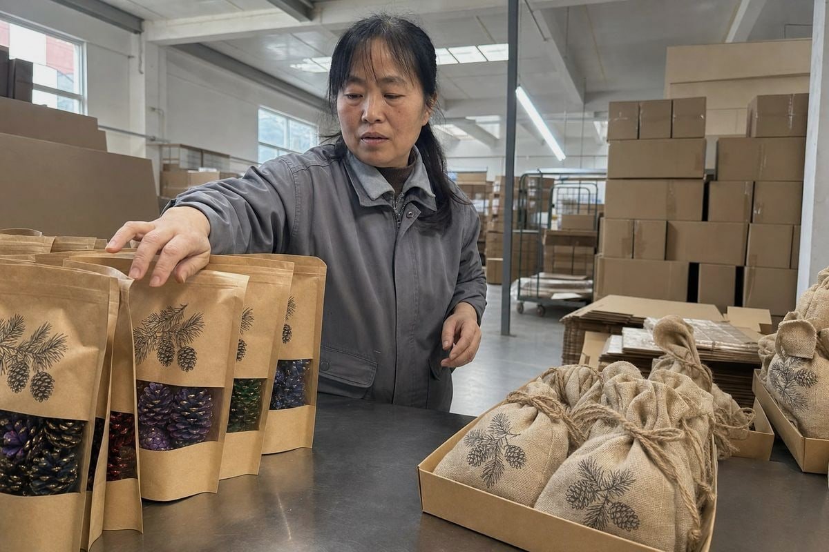 Colored pine cones displayed as standalone SKU versus free gift option (ID#1)