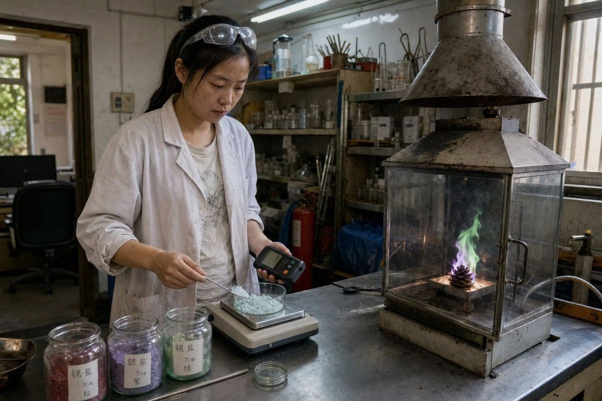 Verifying chemical formulas ensures no harmful fumes from colored pine cones (ID#3)