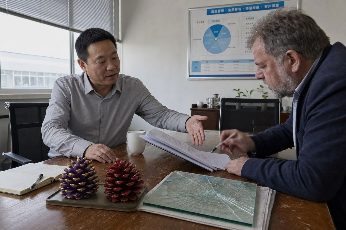Negotiating equipment damage liability terms with fireplace pine cone suppliers (ID#1)