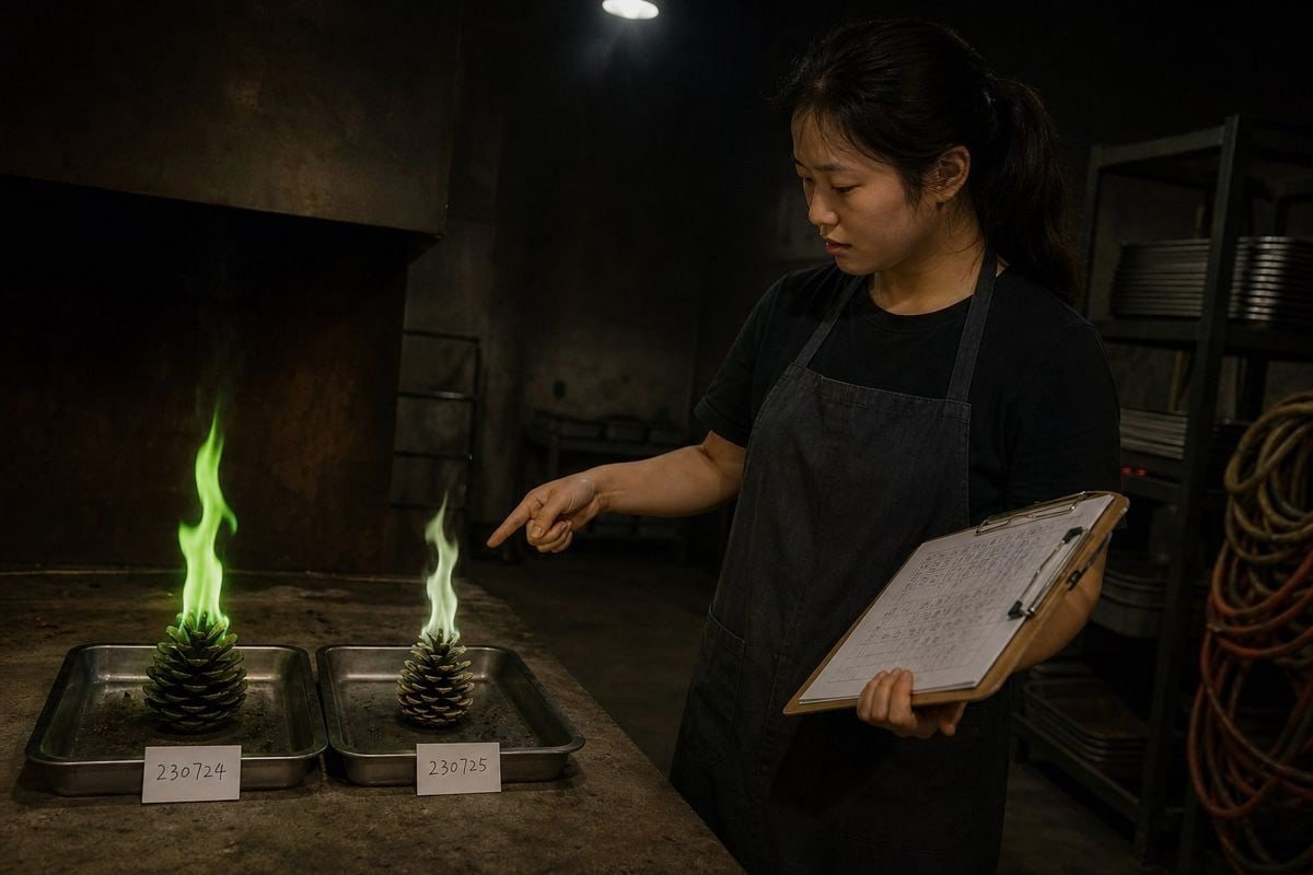 Independent lab testing verification before placing a bulk order for treated pine cones (ID#5)