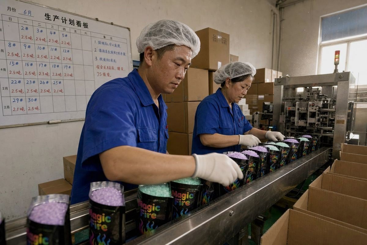 Production Lead Times Liuyang production lead times affecting reorder timing for color-flame powder (ID#3)