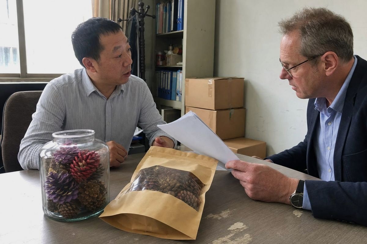Supplier cooperation checklist for liability insurance and batch traceability on colored pine cones (ID#1)