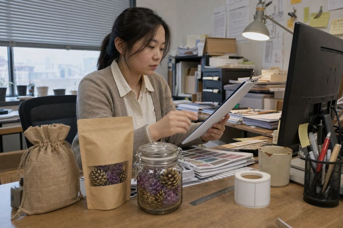 Sample Order Requirements Checklist of artwork and packaging details needed to speed up pine cone samples (ID#3)