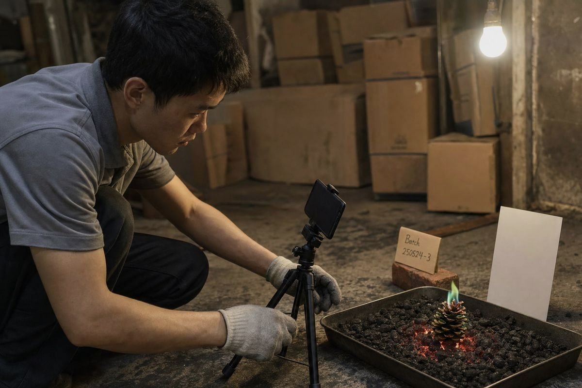 Request pre-shipment burn test videos to verify flame colors before production (ID#3)