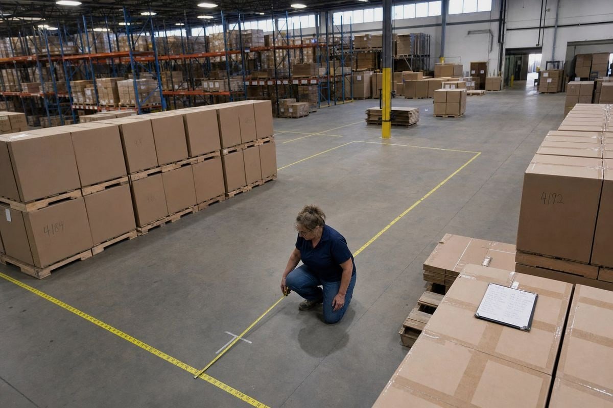 Container Storage Space Warehouse floor space allocation guide for a 40ft container of bulk colored pine cones (ID#2)