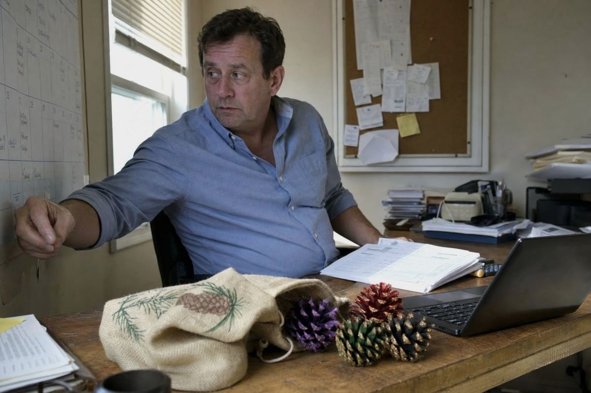 Calculating cash flow gap when sourcing fireplace colored pine cones (ID#1)