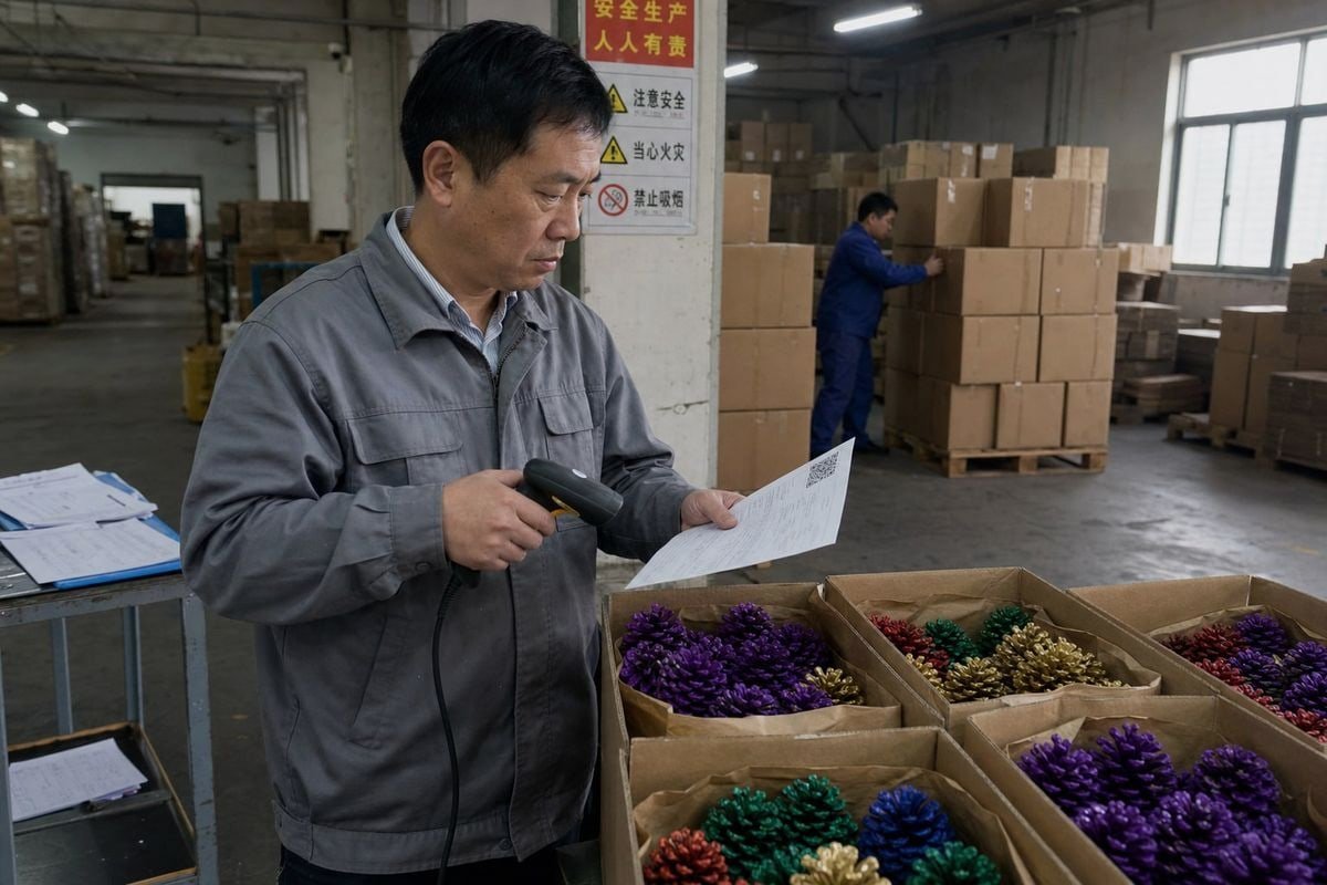 Verificação de certificados fitossanitários da UE para pinhas coloridas importadas da China (ID#1)