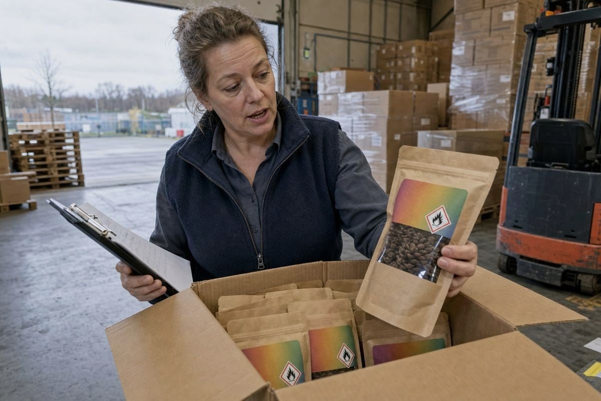 Verifying CLP compliant packaging for colored pine cones in EU market (ID#1)