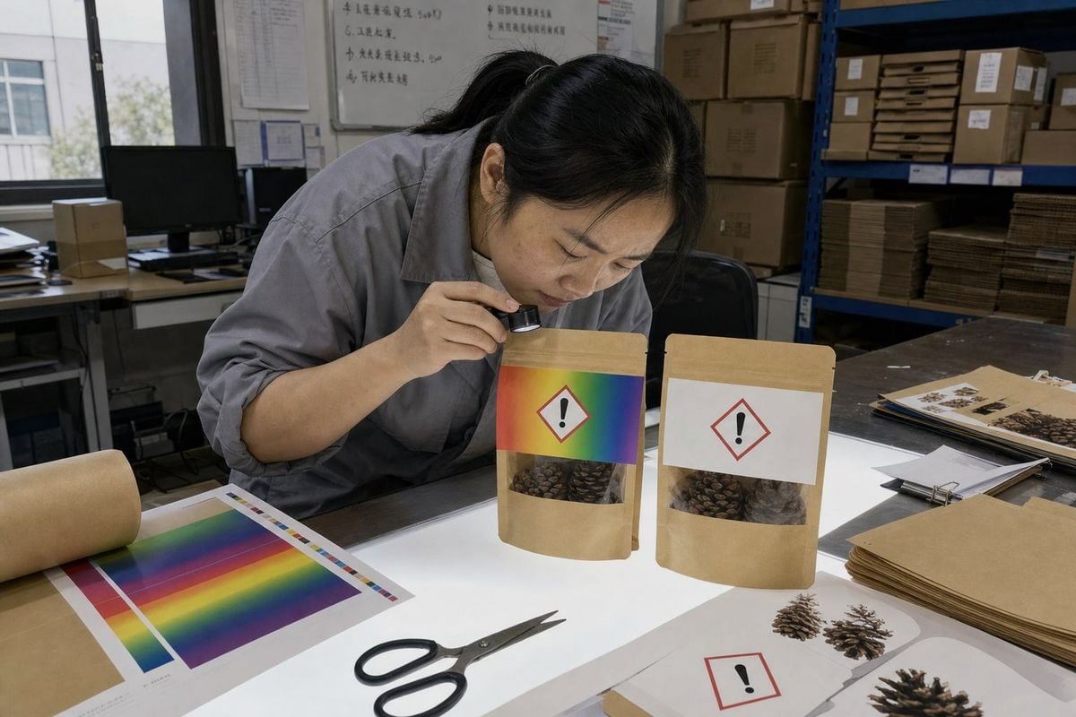 CLP Labeling Requirements CLP labeling elements to check on colored pine cone packaging before importing (ID#2)