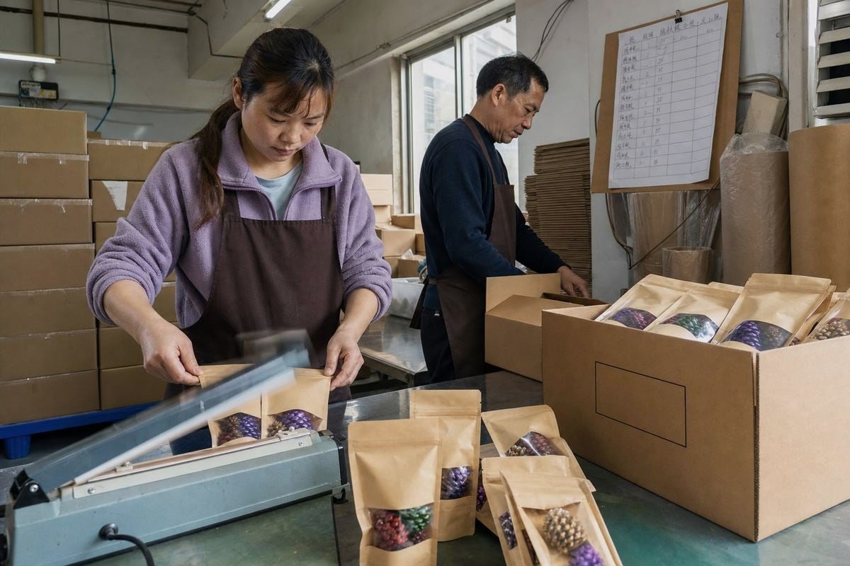 Certified Factory Quality Assurance Certified factory quality systems ensure consistent compliance across colored pine cone orders (ID#5)