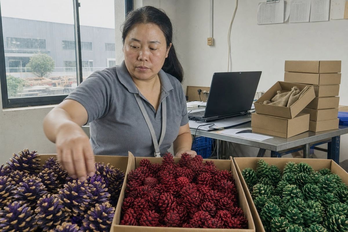 Comparing online B2B platforms and trade shows for sourcing colored pine cone suppliers (ID#1)