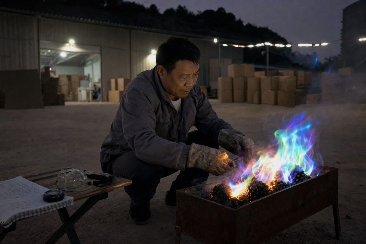 Colored pine cones producing vivid flame colors from special chemical ingredients (ID#1)