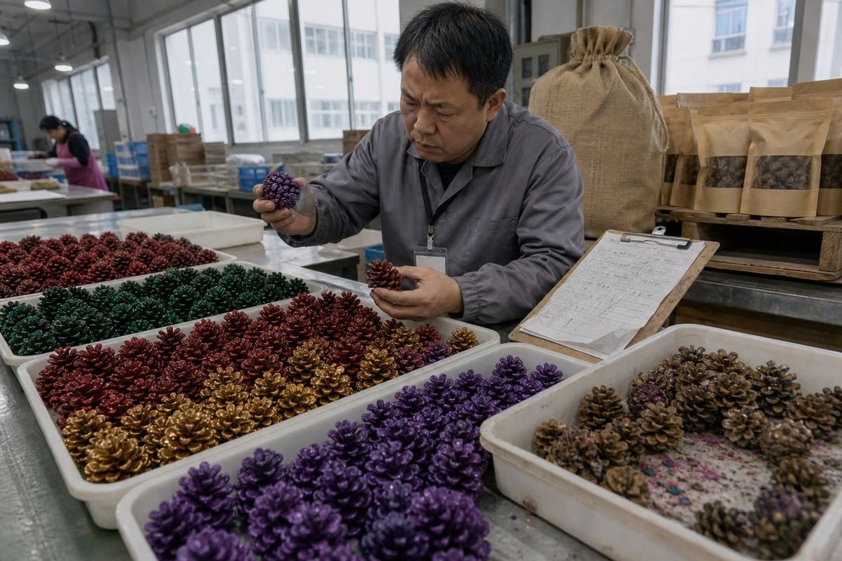 Consistent Color Flame Consistent color-flame results from wax-coated pine cones across production batches (ID#3)