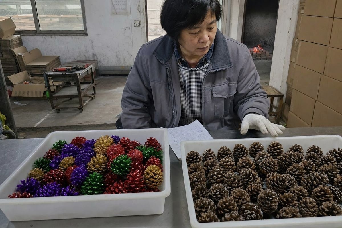 Comparison of surface-dyed versus flame-coloring pine cones for fireplace use (ID#1)
