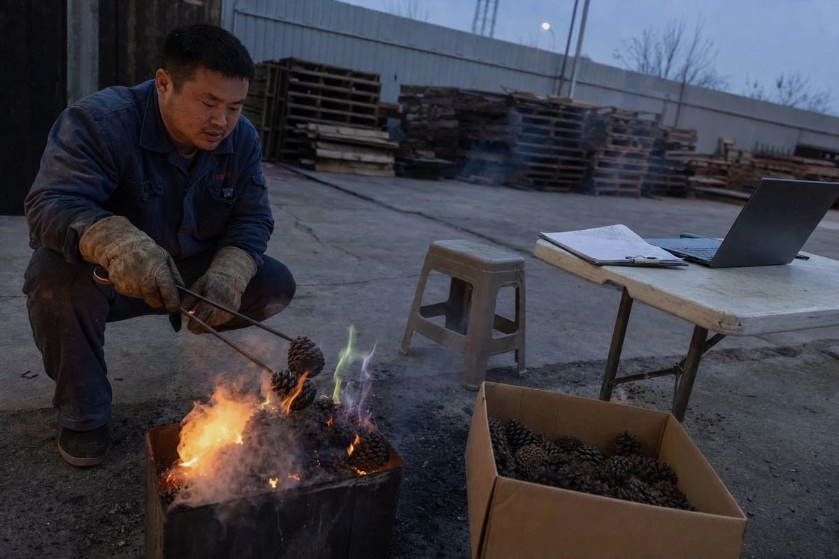 Verifying Pine Cone Authenticity How to verify surface-dyed vs genuine flame-coloring pine cones before ordering wholesale (ID#2)