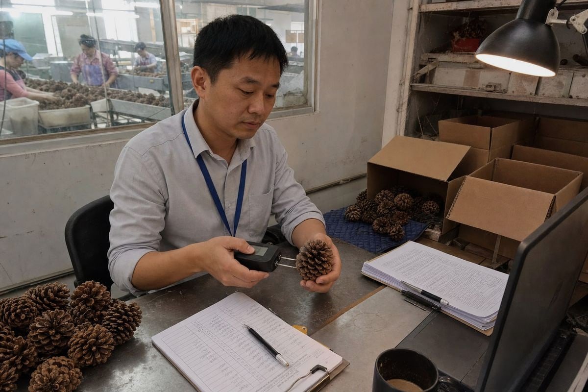 Verifying Moisture Content Testing methods to verify pinecone moisture content before bulk ordering (ID#3)
