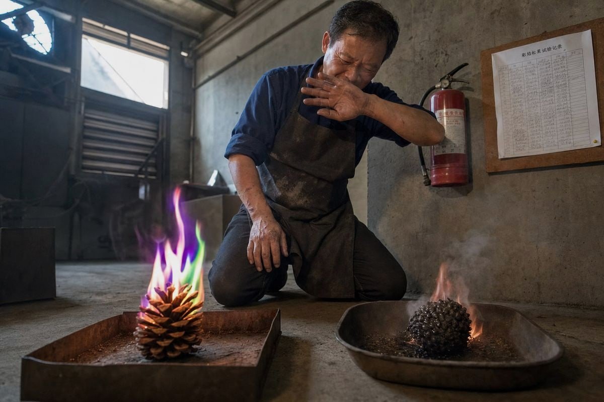 Moisture Affects Flame Color Moisture content impact on flame color vibrancy and burn quality of pine cones (ID#3)