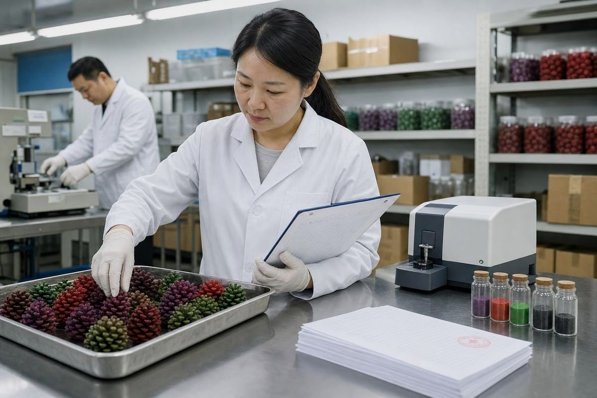 Verifying non-toxic chemical ingredients in colored flame pinecones via lab testing (ID#3)