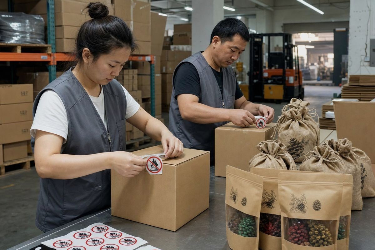 Decorative Use Warnings Packaging warnings and staff training ensure decorative-only pinecone product use (ID#3)