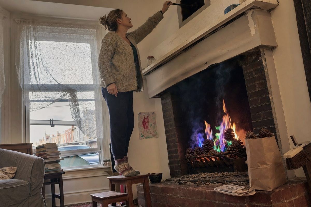 Ventilation pour les cônes à flamme colorée Une ventilation adéquate de la cheminée assure une combustion intérieure sûre des cônes de pin à flamme colorée (ID#3)