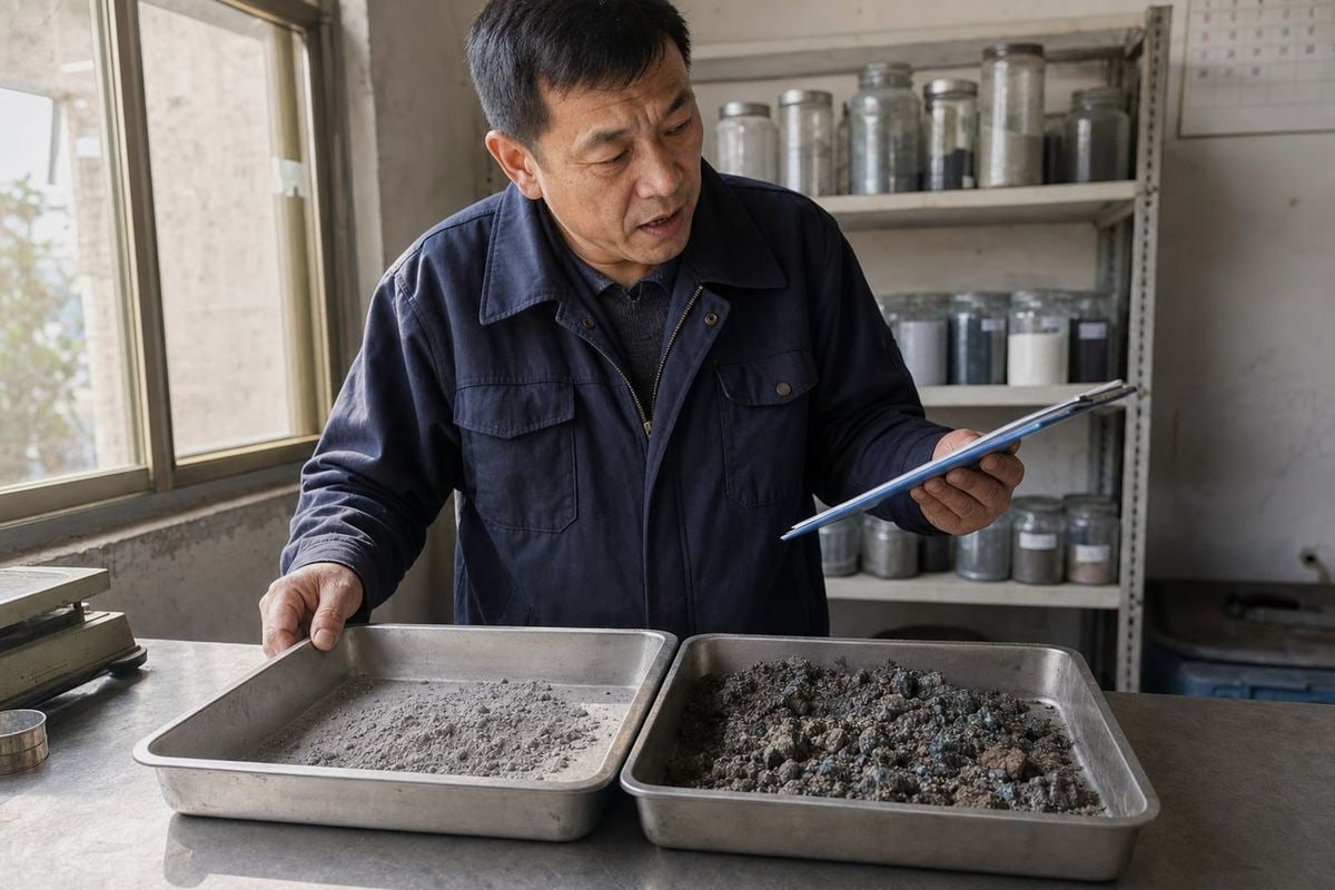 Formulation Quality Signs Heavy ash and sticky copper sulfate buildup signaling poor colorant formulation quality (ID#3)