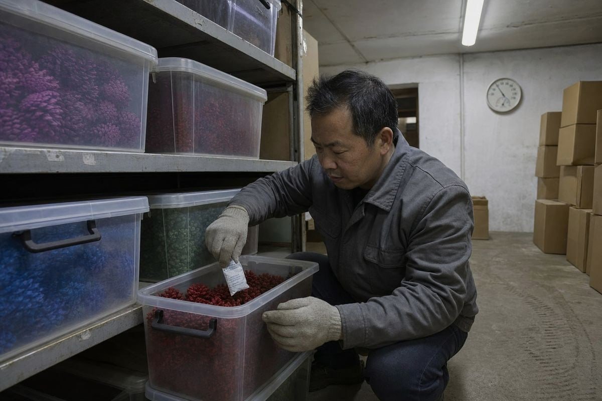 Colored pine cones stored properly to preserve their vivid flame effect long-term (ID#1)