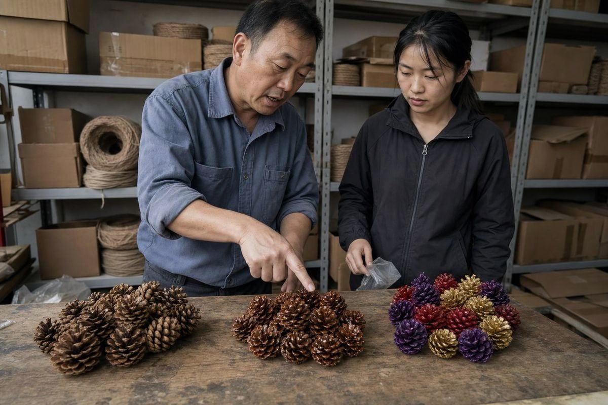 Biodegradable pinecone firestarters maintaining consistent burn quality and vibrant color (ID#4)